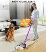 Cordless Vacuum Cleaner, 600W 50Kpa 70 Mins Vacuum Cleaners for Home, Self-Standing Stick Vacuum with Touch Screen, Wall Dock, Anti-Tangle Rechargeable Vacuum for Pet Hair Carpet Hardwood Floor - Image 3