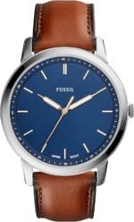 Fossil Men's Minimalist Quartz Stainless Steel and Leather Three-Hand Watch - Image 2