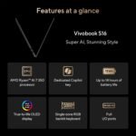 ASUS Vivobook S16 Laptop, Copilot+ PC, AMD Ryzen AI 7 350 with XDNA NPU, 16GB Memory, 1TB SSD, Neutral Black, M5606KA-DS76 - Image 4