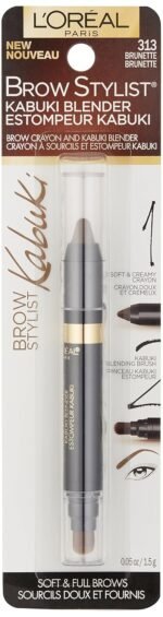 L'Oreal Paris Brow Stylist Kabuki Blender Brow Crayon, Brunette, 0.05 oz. - Image 3