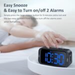 Digital Dual Alarm Clock for Bedroom, Easy to Set, 0-100% Dimmer, USB Charger, 5 Sounds Adjustable Volume, Weekday/Weekend Mode, Snooze, 12/24Hr, Battery Backup, Compact for Bedside(Blue) - Image 7