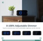 Digital Dual Alarm Clock for Bedroom, Easy to Set, 0-100% Dimmer, USB Charger, 5 Sounds Adjustable Volume, Weekday/Weekend Mode, Snooze, 12/24Hr, Battery Backup, Compact for Bedside(Blue) - Image 9
