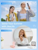 JISULIFE Handheld Mini Fan, 3 IN 1 USB Rechargeable Portable Fan [12-19 Working Hours] with Power Bank, Flashlight, Pocket Design for Travel/Summer/Concerts/Lash, Gifts for Women (Pink) - Image 4