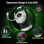 Wireless Gaming Headset with Noise Canceling Microphone for PC, PS5, PS4, Switch, Mac，2.4 GHz Wireless & Bluetooth 5.4 Gaming Headphones, Cool RGB Lighting, 40Hr Battery, 50mm Drivers(Pure White) - Image 5