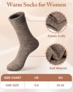 YSense Wool Socks for Women, Winter Boot Socks Stocking Stuffers Gifts for Women Warm Crew Hiking - Image 3