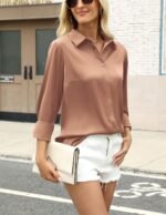 Zeagoo Satin Blouses for Women Silk Button Down Shirts Long Sleeve Business Casual Tops - Image 5