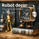 YOUKI Retro Steampunk Style Robot Table Clock,Industrial Style Desk and Shelf Clocks,Decorative Battery Operated,Silent Non-Ticking Clock for Office, Living Room or Bedroom - Image 6