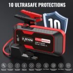 S ZEVZO ET03 Car Jump Starter 4000A Jump Starter Battery Pack for Up to 8.0L Gas and 7.0L Diesel Engines, 74Wh Portable 12V Jump Box with USB Ports, LCD Display, Storage Case, and LED Light - Image 6