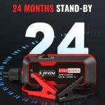 S ZEVZO ET03 Car Jump Starter 4000A Jump Starter Battery Pack for Up to 8.0L Gas and 7.0L Diesel Engines, 74Wh Portable 12V Jump Box with USB Ports, LCD Display, Storage Case, and LED Light - Image 8