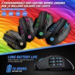 UtechSmart Venus Pro RGB Wireless MMO Gaming Mouse, 16,000 DPI Optical Sensor, 2.4 GHz Transmission Technology, Ergonomic Design, 16M Chroma RGB Lighting, 16 programmable Buttons, Up to 70 Hours - Image 5