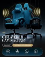 GTPLAYER Gaming Chair with Speakers, Video Game Chairs with Footrest, PC Gamer Chairs for Adults - Padded High Back Ergonomic Reclining Silla Gamer, Linkage Armrest, Ace Pro, Blue (Velvet) - Image 4