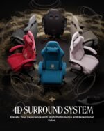 GTPLAYER Gaming Chair with Speakers, Video Game Chairs with Footrest, PC Gamer Chairs for Adults - Padded High Back Ergonomic Reclining Silla Gamer, Linkage Armrest, Ace Pro, Blue (Velvet) - Image 5