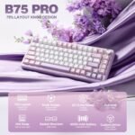 YUNZII B75 PRO Wireless Mechanical Keyboard,75% Layout with Knob,Hot Swap Gasket Custom Structure,Creamy Pre-lubed Switches,RGB Backlit,Bluetooth/Type-C/2.4G for Win/Mac(Cocoa Cream V2 Switch,Purple) - Image 3
