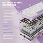 YUNZII B75 PRO Wireless Mechanical Keyboard,75% Layout with Knob,Hot Swap Gasket Custom Structure,Creamy Pre-lubed Switches,RGB Backlit,Bluetooth/Type-C/2.4G for Win/Mac(Cocoa Cream V2 Switch,Purple) - Image 5