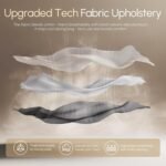 Dowinx Fabric Gaming Chair with Pocket Spring Cushion,Breathable Computer Chairs with Massage Lumbar Support and Footrest,High Back Game Office Chair for Adult,Beige - Image 5