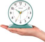 4.5" Antique Retro Analog Alarm Clock, Small Silent Bedside Desk Clock with Manual Light, Battery Operated, Snooze, for Living Room, Bedroom, Bedside, Desk(Green) - Image 4