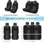 BDK PolyPro Car Seat Covers Full Set in Solid Black, Front and Rear Split Bench Seat Covers for Cars, Easy to Install Car Seats Cover Set and Accessories for Auto Trucks Van SUV - Solid Black - Image 11