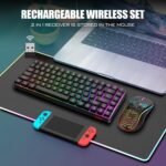 RedThunder K84 Wireless Keyboard and Mouse Combo, Rainbow Backlit Rechargeable Battery, 75% Layout TKL Ultra Compact Gaming Keyboard & Lightweight 3200 DPI Honeycomb Optical Mouse (Black) - Image 3
