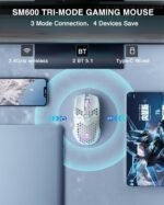 SOLAKAKA SM600 White Wireless Gaming Mouse,Tri-Modes BT5.1/Type-C Wired/2.4G Wireless Mouse with 2 Side Buttons, Programmable Macro Gamer Mouse with RGB Light for Laptop/PC/Mac - Image 4