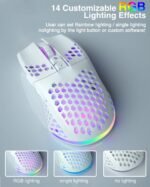 SOLAKAKA SM600 White Wireless Gaming Mouse,Tri-Modes BT5.1/Type-C Wired/2.4G Wireless Mouse with 2 Side Buttons, Programmable Macro Gamer Mouse with RGB Light for Laptop/PC/Mac - Image 5