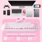 YUNZII C68 Wireless Mechanical Keyboard,65% Layout,Hot Swap,Triple Mode BT5.0/2.4G/Wired, RGB Backlit NKRO,Cute Cat Silicone Ergonomic Design for Win/Mac (Pink, Milk Switch) - Image 4