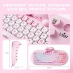 YUNZII C68 Wireless Mechanical Keyboard,65% Layout,Hot Swap,Triple Mode BT5.0/2.4G/Wired, RGB Backlit NKRO,Cute Cat Silicone Ergonomic Design for Win/Mac (Pink, Milk Switch) - Image 8