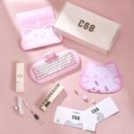 YUNZII C68 Wireless Mechanical Keyboard,65% Layout,Hot Swap,Triple Mode BT5.0/2.4G/Wired, RGB Backlit NKRO,Cute Cat Silicone Ergonomic Design for Win/Mac (Pink, Milk Switch) - Image 9