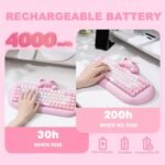 YUNZII C68 Wireless Mechanical Keyboard,65% Layout,Hot Swap,Triple Mode BT5.0/2.4G/Wired, RGB Backlit NKRO,Cute Cat Silicone Ergonomic Design for Win/Mac (Pink, Milk Switch) - Image 10
