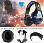 Gaming Headset for PS4, Xbox One, PC, PS5, Laptop, Mac, Nintendo Switch, 3.5MM Noise Cancelling Over Ear Headphones with Mic, Bass Surround, Soft Memory Earmuffs (Black) - Image 6