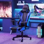 Devoko Ergonomic Gaming Chair Racing Style Adjustable Height High Back PC Computer Chair with Headrest and Lumbar Support Executive Office Chair (Blue) - Image 3