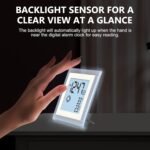 Small Clock Digital Battery Operated Alarm Clock with Auto Backlight, Indoor Temperature Humidity, 12/24H, Date, Travel Alarm Clock Desk Clock Small Clock for Shelf (Battery Included) - Image 9