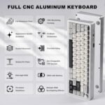 YUNZII AL66 Wireless Mechanical Keyboard,Full Aluminum CNC,65% Knob Control,Bluetooth/2.4G/Wired,Hot Swappable Pre-lubed Switches,Gasket Mounted RGB for Win/Mac(Milk Switch, Silver) - Image 3