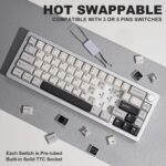 YUNZII AL66 Wireless Mechanical Keyboard,Full Aluminum CNC,65% Knob Control,Bluetooth/2.4G/Wired,Hot Swappable Pre-lubed Switches,Gasket Mounted RGB for Win/Mac(Milk Switch, Silver) - Image 5