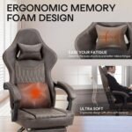 Dowinx Gaming Chair Breathable PU Leather Gamer Chair with Footrest Massage Lumbar Support, Big and Tall Ergonomic Reclining Computer Chair with Pocket Spring Cushion for Adults Teens (Brown) - Image 5