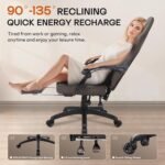 Dowinx Gaming Chair Breathable PU Leather Gamer Chair with Footrest Massage Lumbar Support, Big and Tall Ergonomic Reclining Computer Chair with Pocket Spring Cushion for Adults Teens (Brown) - Image 6