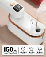 Travel Steamer Iron for Clothes - 1200W Handheld Size Portable Travel Steamer, 3 Steam Levels Clothes Steamer with LCD Screen, 10S Fast Heat-up Steamer for Dress Shirt Home Travel (White) - Image 4