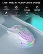 SOLAKAKA SM900 Gaming Mouse Wired with RGB,Adjustable 12800 DPI Wired Gaming Mouse with Side Buttons,Computer Mouse for Laptop/PC,White - Image 3