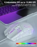 SOLAKAKA SM900 Gaming Mouse Wired with RGB,Adjustable 12800 DPI Wired Gaming Mouse with Side Buttons,Computer Mouse for Laptop/PC,White - Image 4