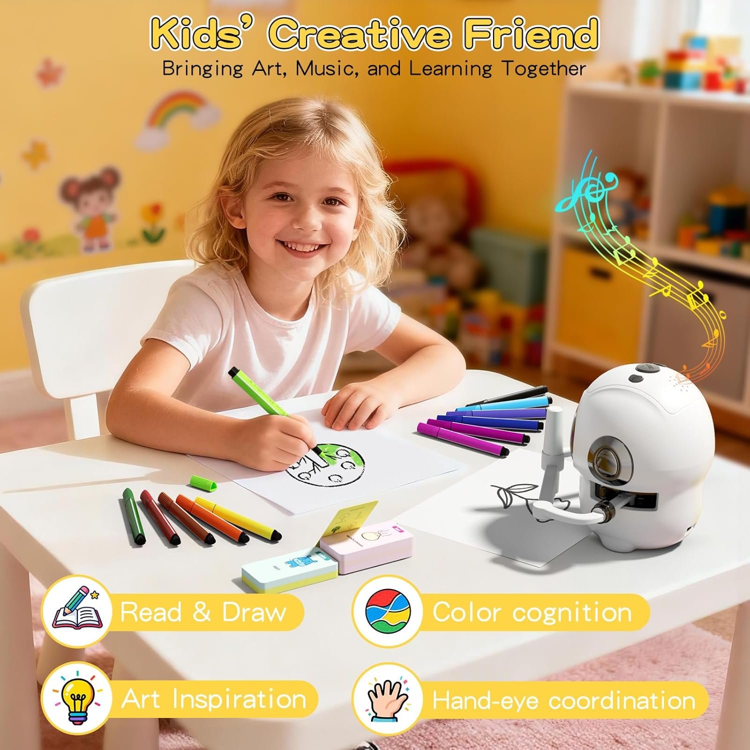 Drawing Robot for Kids, Interactive Educational Toy with 150 Cards, 12 Color Markers & Voice Guidance, Magic Drawing Robot for Boys & Girls Ages 3-8, Educational Learning Toys for Kids - Image 6
