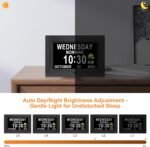 Digital Calendar Dementia Alarm Clock with Day and Date for Elderly - 15 Alarms 5 Colors Display Large Display Alzheimers Clock Large Digital Clock for Seniors (7in Black) - Image 5