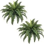 35" Ferns Artificial Bush Plants Large, 2 Artificial Boston Ferns with 39 Fronds for Outdoors Home Decor - Image 2