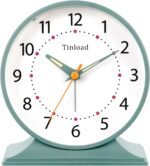 4.5" Antique Retro Analog Alarm Clock, Small Silent Bedside Desk Clock with Manual Light, Battery Operated, Snooze, for Living Room, Bedroom, Bedside, Desk(Green) - Image 2