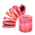 5 Colors Face Blusher Palette Waterproof Matte Long Lasting Lightweight Blush Powder Pink Coral Blushing Pallet with Brush Mirror Women Makeup Gift Set Kit M2089 - Image 2