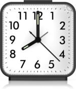 AMIR Analog Alarm Clock, Silent Non Ticking Small Clock, Travel Alarm Clock with Snooze & Light, Ascending Beep Sounds, Battery Operated Loud Alarm Clock for Bedroom, Bedside, Desk (Black) - Image 2