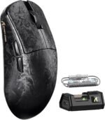 ATTACK SHARK R11 Ultra 8K Carbon Fiber Wireless Gaming Mouse with 42000 DPI-PAW3950 MAX Sensor-49g Lightweight,Nordic 52840 MCU Chip,Wired/BT/2.4Ghz Programmable,RGB Coiled Cable for PC Mac(Black Ink) - Image 2