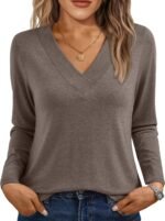 AUTOMET Long Sleeve Shirts for Women Tops V Neck Casual Top Comfortable Shirt Soft Basic Tees Women Blouses - Image 2