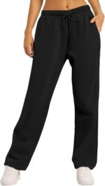 AUTOMET Women's Wide Leg Sweatpants Fleece Lined Baggy Straight Leg Lounge Pants Fall Outfits Athletic Joggers with Pockets - Image 2