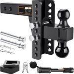 Adjustable Trailer Hitch -Drop Hitch-Tow Hitch with 2 inch Receiver-6inch Drop/Rise, 2" & 2-5/16" Ball Hitches for Trucks, 20,000 LBS GTW, Trailer Hitches with Anti-Theft Pin, Black… - Image 2