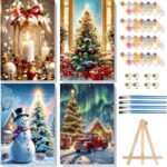 Arttoplus 4 Pack Framed Paint by Numbers Kit for Adults Beginners-DIY Christmas Adult Paint by Number Kits on Canvas Framed, Acrylic Oil Painting Kits for Adults for Gift Home Decor(8x12inch) - Image 2