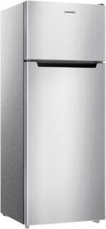 BANGSON 7.7 Cu.Ft Refrigerator with Freezer, Apartment Size Fridge with Top Freezer, for Apartment, Office, Kitchen and Garage, Stainless Steel, Silver - Image 2